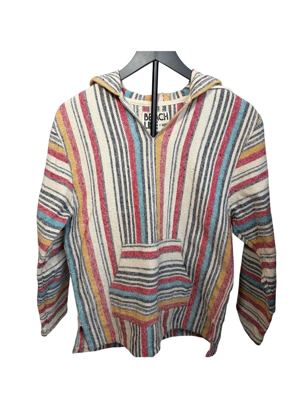 Beach Life by Ladra Woven pullover hoodie. Size M. Unisex. Poncho. Cotton